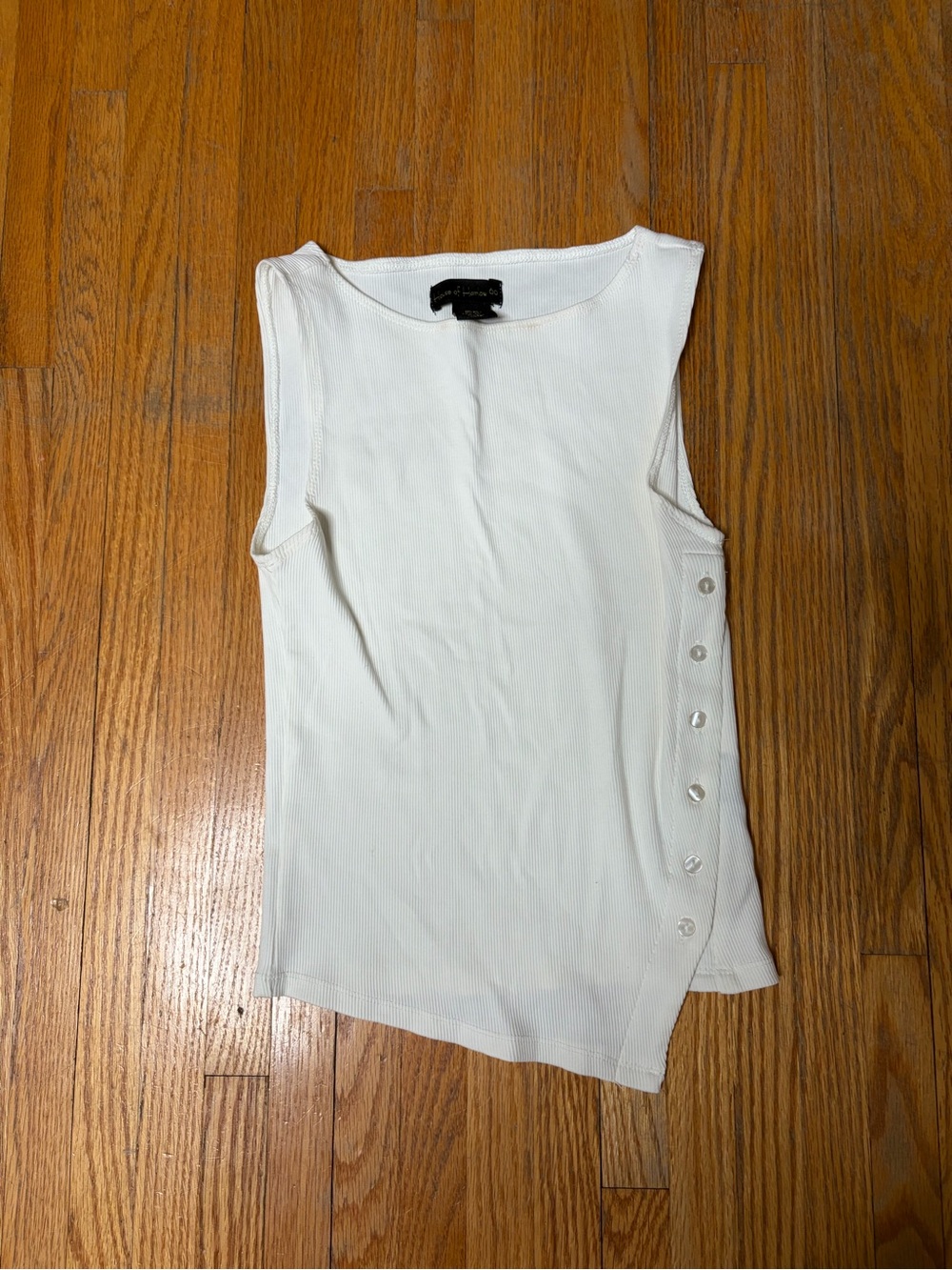 House of Harlow 1960 White Ribbed Side-Button Tank